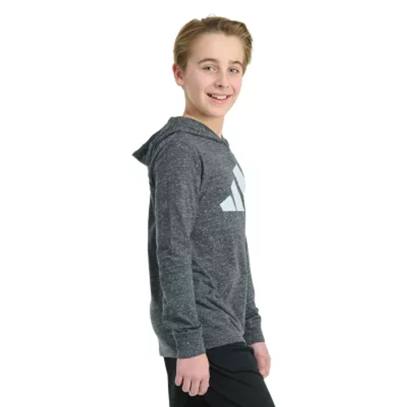 adidas Big Kid Boys Hooded Long Sleeve Regular Fit Graphic T-Shirt