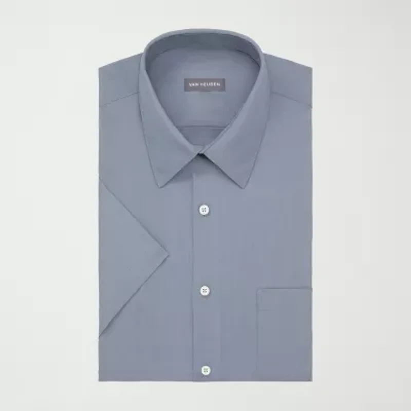 Van Heusen Ultra Wrinkle Free Mens Regular Fit Wrinkle Free Short Sleeve Dress Shirt
