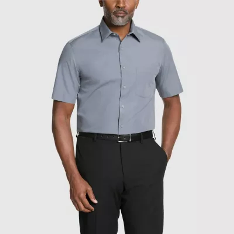 Van Heusen Ultra Wrinkle Free Mens Regular Fit Wrinkle Free Short Sleeve Dress Shirt