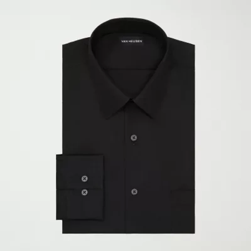 Van Heusen Fitted Wrinkle Free Poplin Mens Long Sleeve Dress Shirt