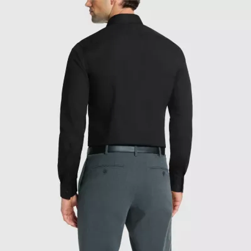 Van Heusen Fitted Wrinkle Free Poplin Mens Long Sleeve Dress Shirt