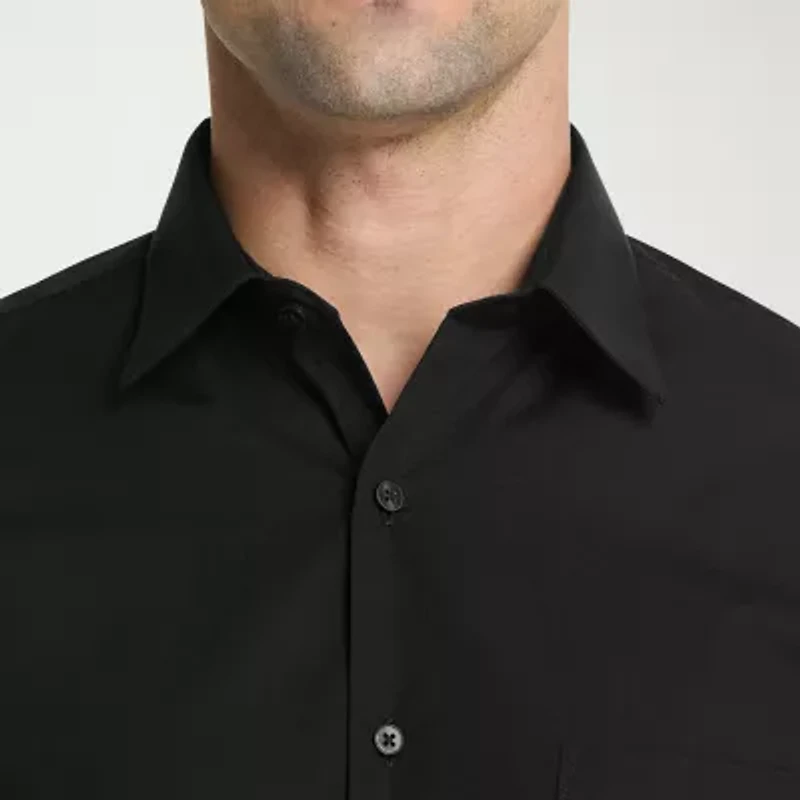 Van Heusen Fitted Wrinkle Free Poplin Mens Long Sleeve Dress Shirt