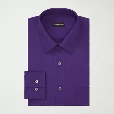 Van Heusen Fitted Poplin Mens Wrinkle Free Long Sleeve Dress Shirt