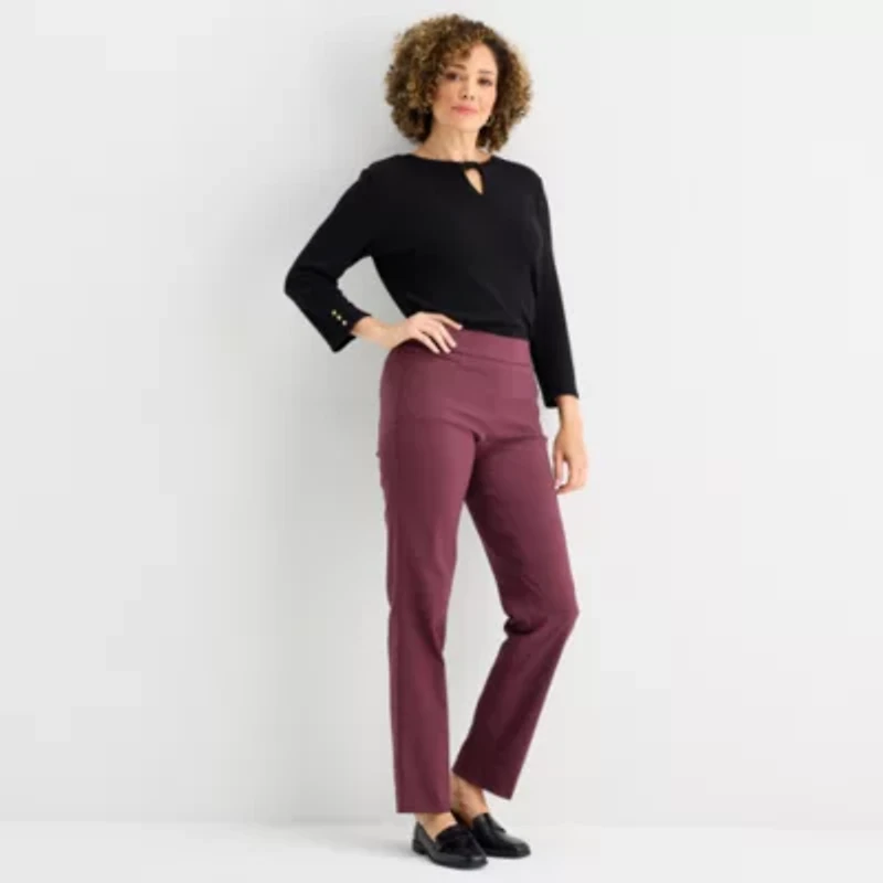 Liz Claiborne Lisa Womens Straight Mid Rise Pull-On Pant