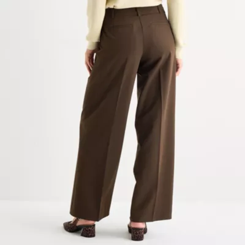 Liz Claiborne Womens Wide Leg Mid Rise Trouser
