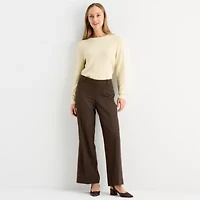 Liz Claiborne Womens Wide Leg Mid Rise Trouser