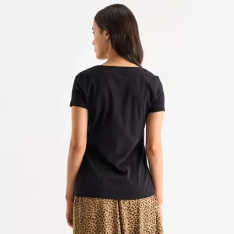 St. John's Bay Womens Crew Neck Short Sleeve T-Shirt