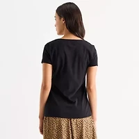 St. John's Bay Womens Crew Neck Short Sleeve T-Shirt