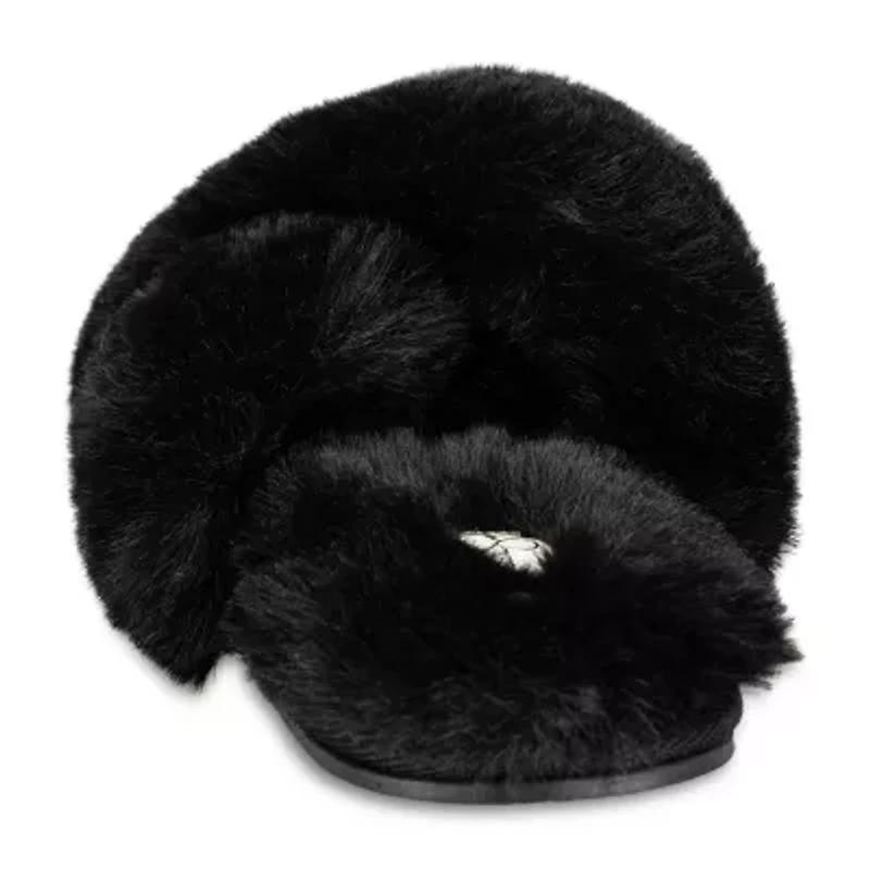 Jessica Simpson High Plush Cross Womens Slip-On Slippers