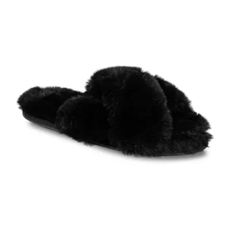 Jessica Simpson High Plush Cross Womens Slip-On Slippers