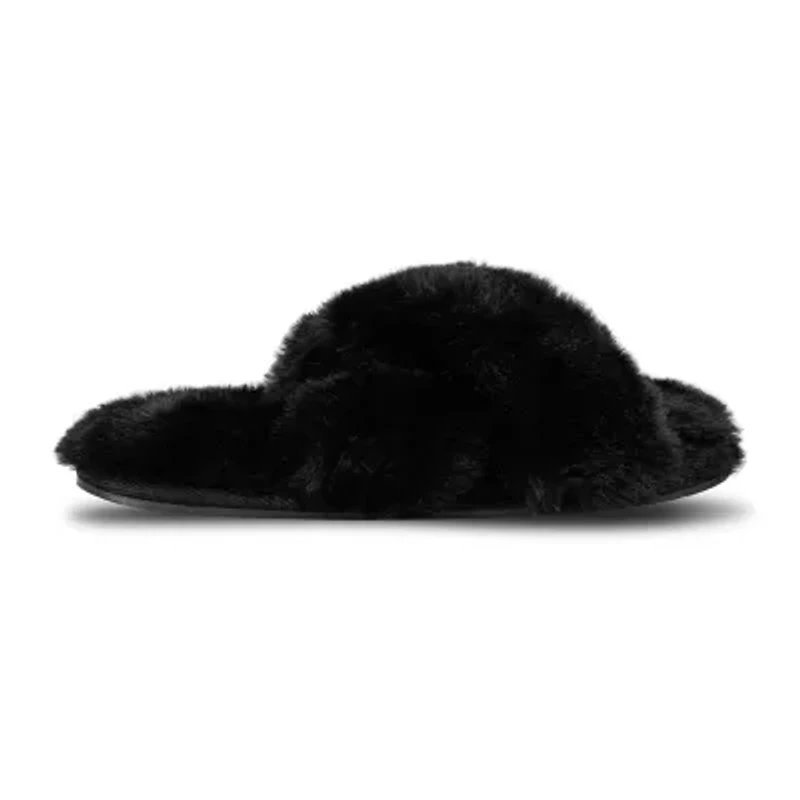 Jessica Simpson High Plush Cross Womens Slip-On Slippers