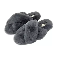 JS Jessica Simpson High Plush Cross Womens Slip-On Slippers
