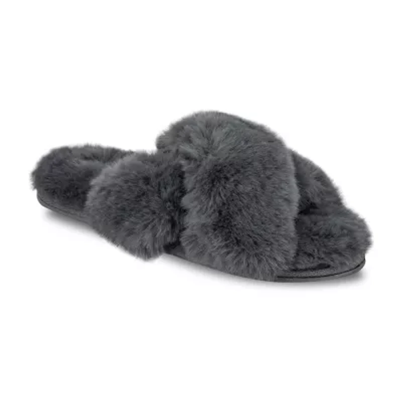 JS Jessica Simpson High Plush Cross Womens Slip-On Slippers