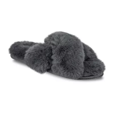 JS Jessica Simpson High Plush Cross Womens Slip-On Slippers