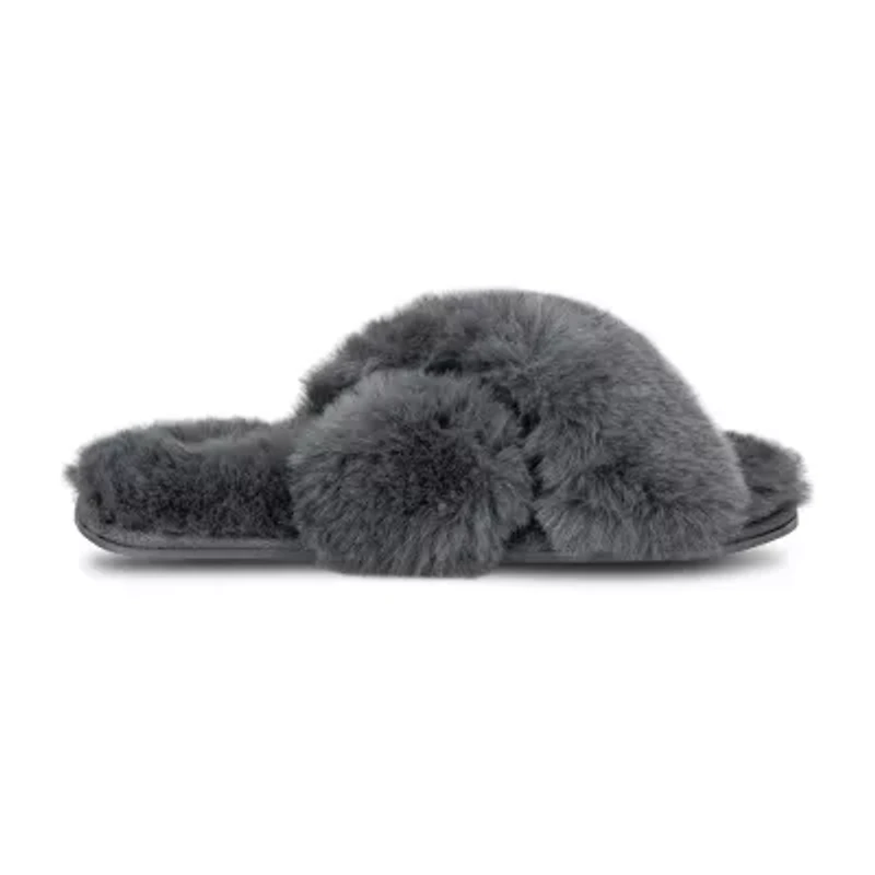 JS Jessica Simpson High Plush Cross Womens Slip-On Slippers
