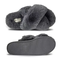 JS Jessica Simpson High Plush Cross Womens Slip-On Slippers