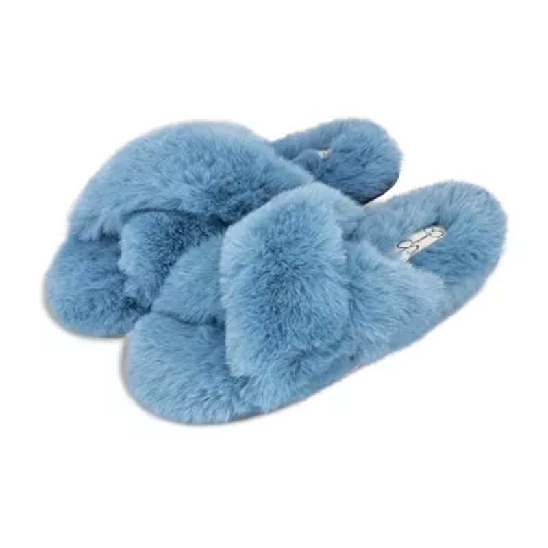 Jessica Simpson High Plush Cross Womens Slip-On Slippers