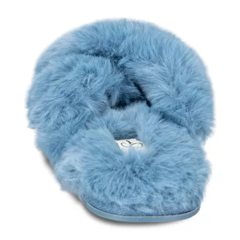 Jessica Simpson High Plush Cross Womens Slip-On Slippers
