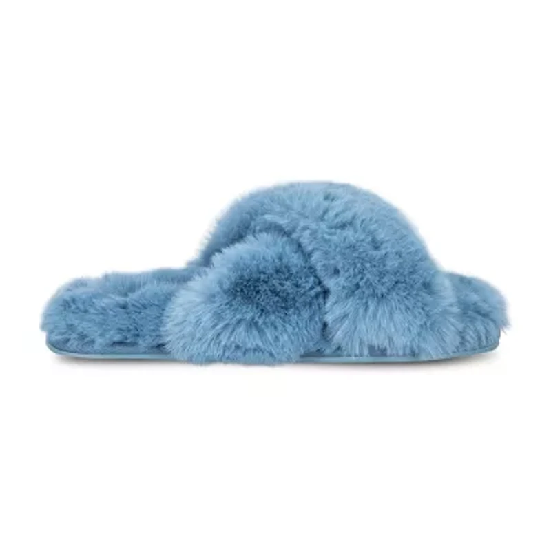 Jessica Simpson High Plush Cross Womens Slip-On Slippers