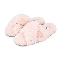 JS Jessica Simpson High Plush Cross Womens Slip-On Slippers
