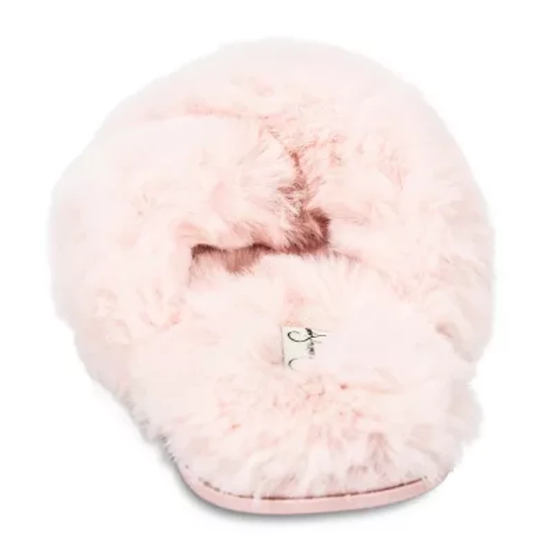 JS Jessica Simpson High Plush Cross Womens Slip-On Slippers