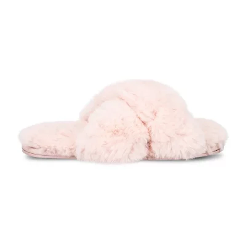 JS Jessica Simpson High Plush Cross Womens Slip-On Slippers