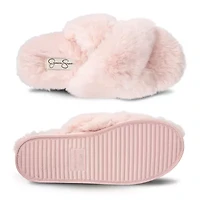 JS Jessica Simpson High Plush Cross Womens Slip-On Slippers