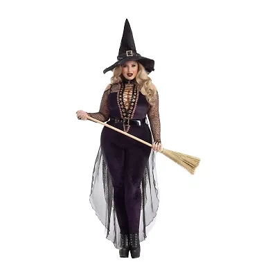 Womens Plus Midnight Violet Witch Costume