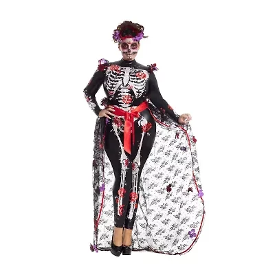 Womens Plus Rose Day Of Dead Costume
