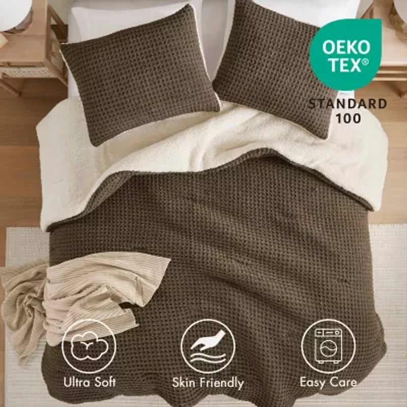 Madison Park Ellis Waffle Knot Chenille Midweight Comforter Set