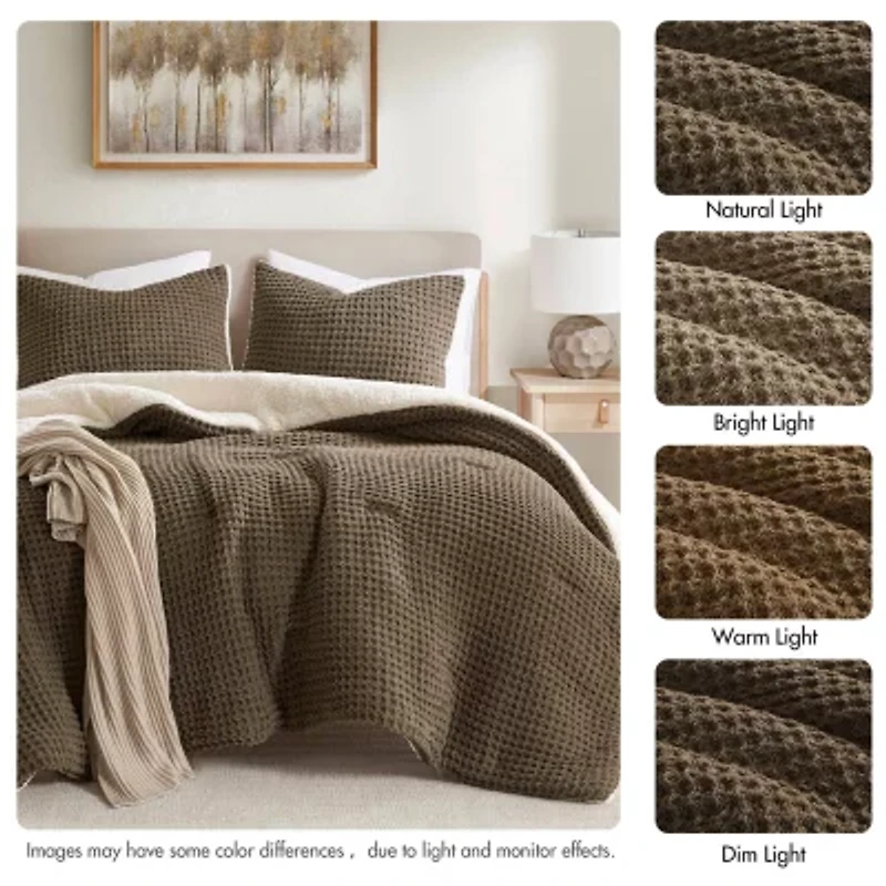 Madison Park Ellis Waffle Knot Chenille Midweight Comforter Set