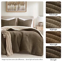 Madison Park Ellis Waffle Knot Chenille Midweight Comforter Set