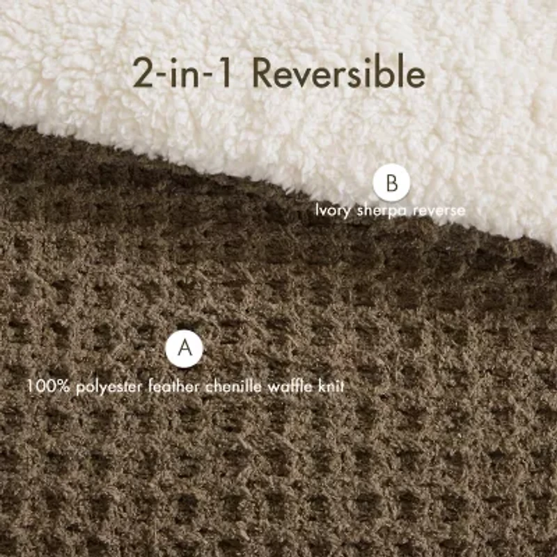 Madison Park Ellis Waffle Knot Chenille Midweight Comforter Set