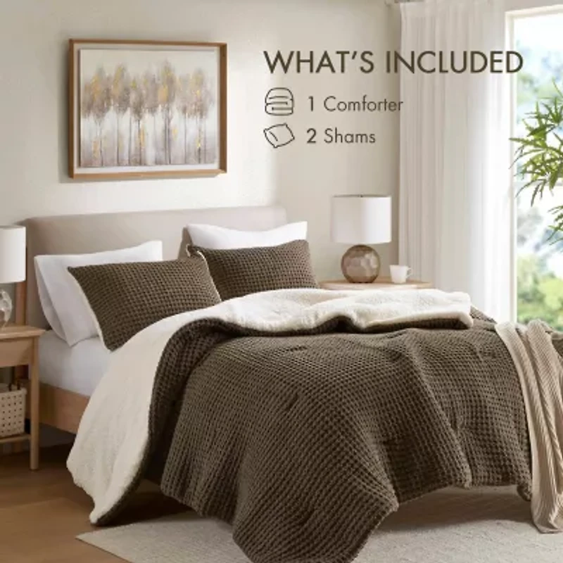 Madison Park Ellis Waffle Knot Chenille Midweight Comforter Set