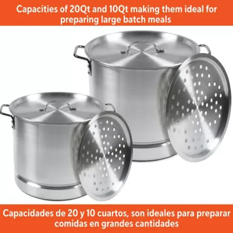 IMUSA 2-pc. Aluminum Steamer Set with Lids