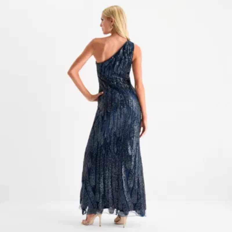 Bob Mackie Womens Sleeveless Beaded Evening Gown