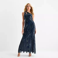 Bob Mackie Womens Sleeveless Beaded Evening Gown