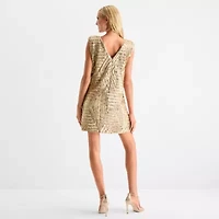 Bob Mackie Womens Sleeveless Sequin A-Line Dress