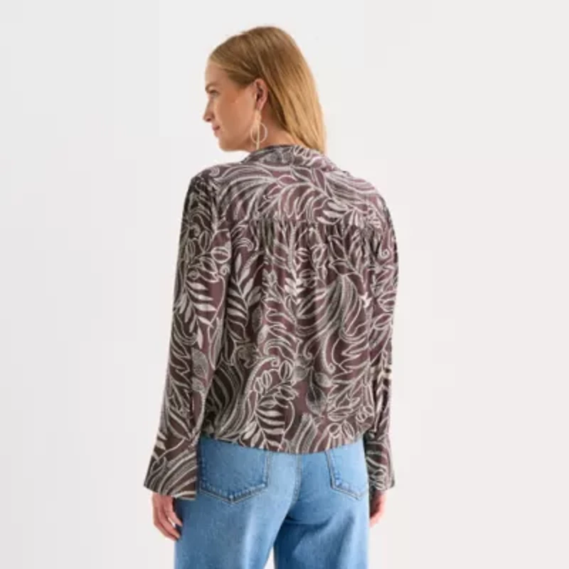 a.n.a Womens Tall Long Sleeve Blouse