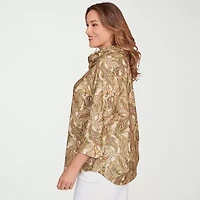 Hearts Of Palm Plus Womens Cowl Neck 3/4 Sleeve Tunic Top