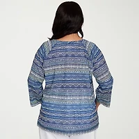 Hearts Of Palm Womens Round Neck 3/4 Sleeve Plus T-Shirt