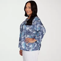 Hearts Of Palm Womens Round Neck 3/4 Sleeve Plus T-Shirt