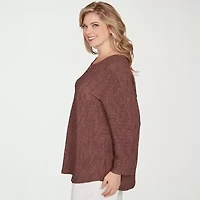 Hearts Of Palm Plus Womens Round Neck 3/4 Sleeve Tunic Top