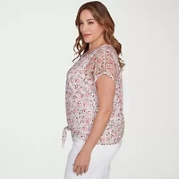 Hearts Of Palm Womens Keyhole Neck Short Sleeve Plus T-Shirt