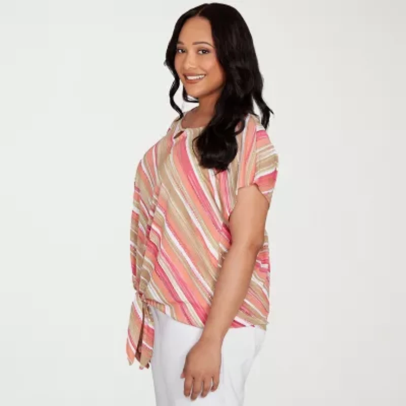 Hearts Of Palm Womens Round Neck Short Sleeve Plus T-Shirt