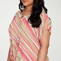 Hearts Of Palm Womens Round Neck Short Sleeve Plus T-Shirt