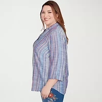 Alfred Dunner El Paso Womens 3/4 Sleeve Plus Blouse