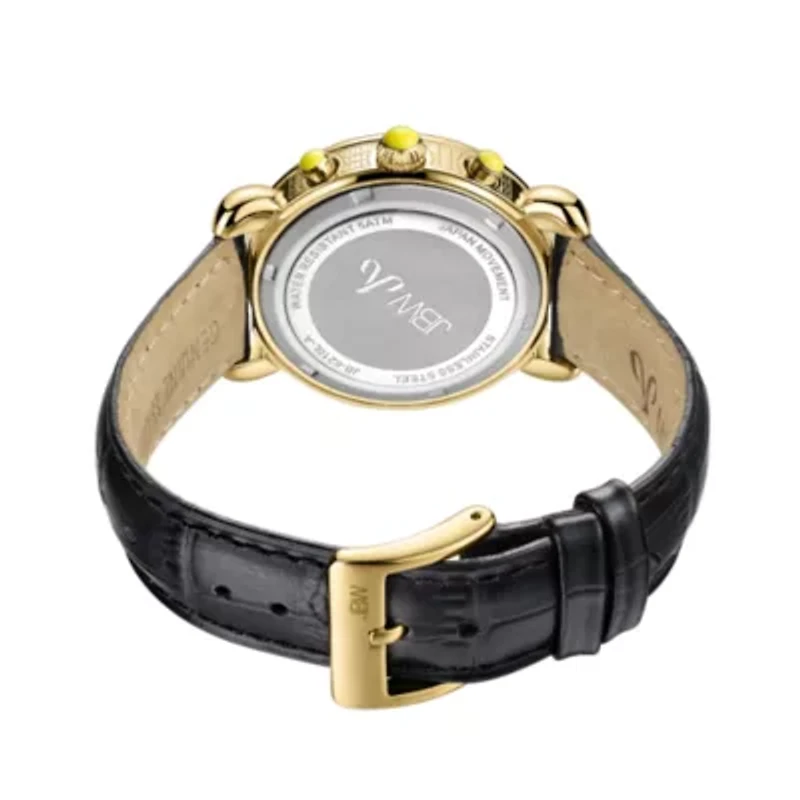 JBW Victory Womens 1/6 CT. T.W. Diamond Black Leather Strap Watch JB-6210L-A