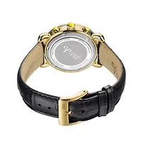 JBW Victory Womens 1/6 CT. T.W. Diamond Black Leather Strap Watch JB-6210L-A