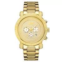 JBW Victor Mens Diamond- and Crystal-Accent Gold-Tone Stainless Steel Watch JB-8102-A